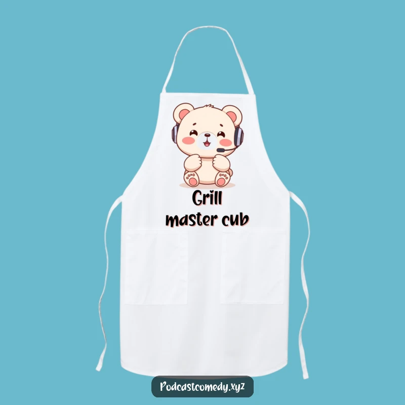 Funny Kawaii Bear Apron: Cook Up Victory with Gamer Flair