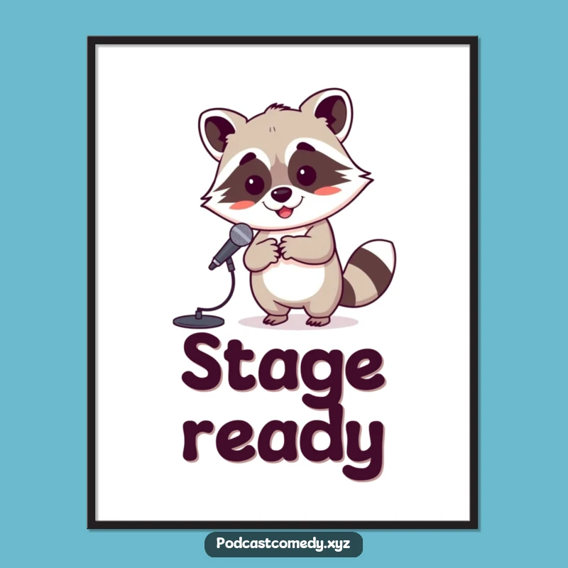 Funny Kawaii Raccoon Digital Art: Instant Stage Vibes for Your Decor