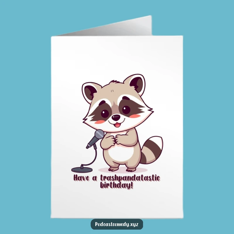 Free Printable Birthday Card: Raccoon Rock Star Sings Happy Birthday