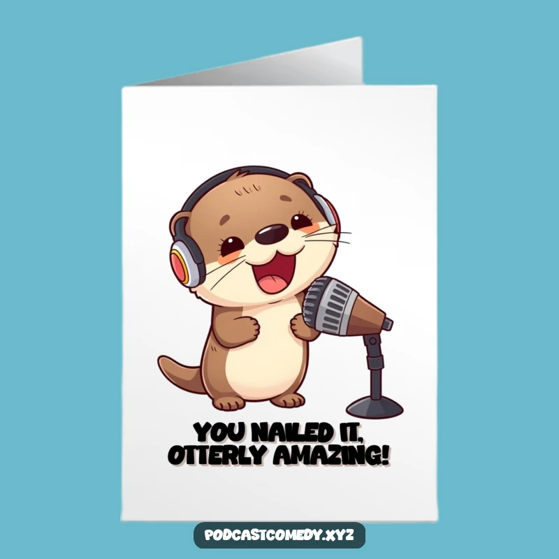 Free Printable Congrats Card: Kawaii Otter Hits High Notes